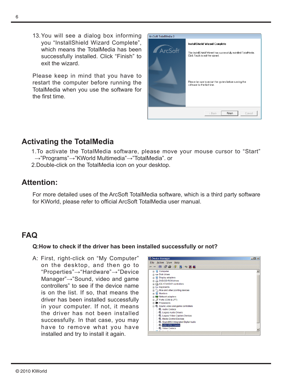 Attention: faq activating the totalmedia | KWorld UB435-Q User Manual | Page 6 / 7