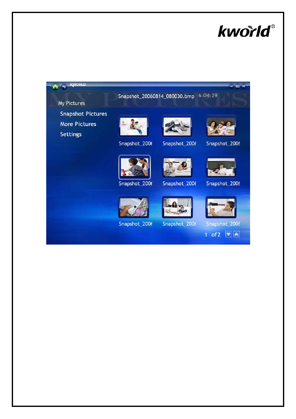 3 settings, 1 slideshow interval, Ettings | Chapter 3 : pictures | KWorld HyperMedia Center V2-1 User Manual | Page 18 / 29