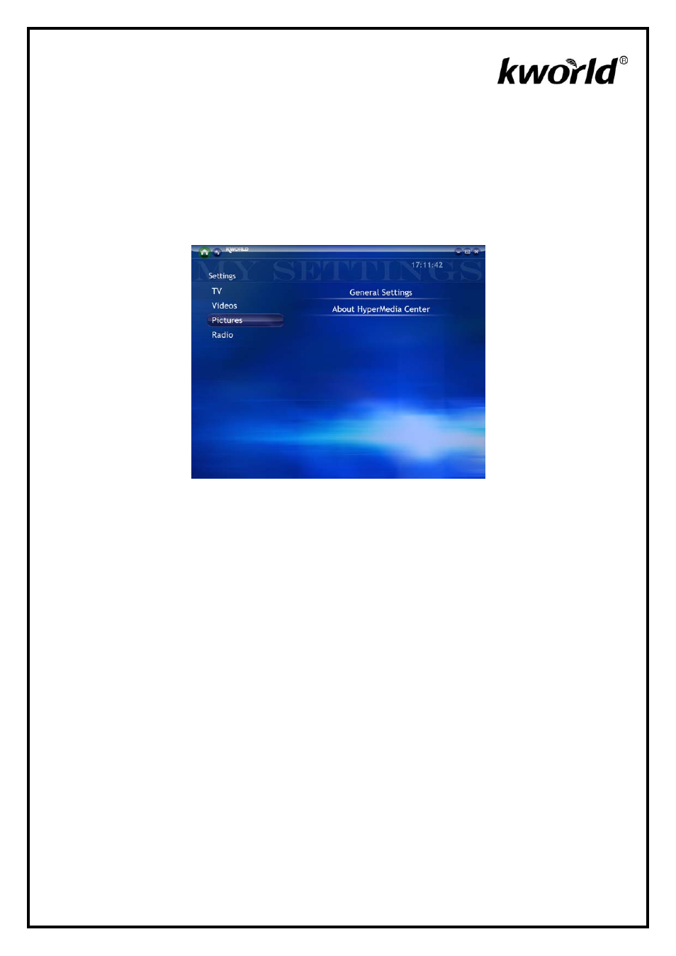 Chapter 6 :settings | KWorld HyperMedia Center V2-1 User Manual | Page 28 / 29