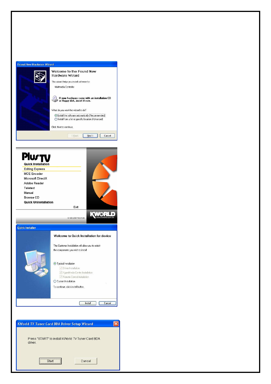 Chapter 2 : pvr-tv 7131 quick installation, 1 the driver installation of pvr-tv 7131 | KWorld PVR-TV 7131 SE User Manual | Page 3 / 9