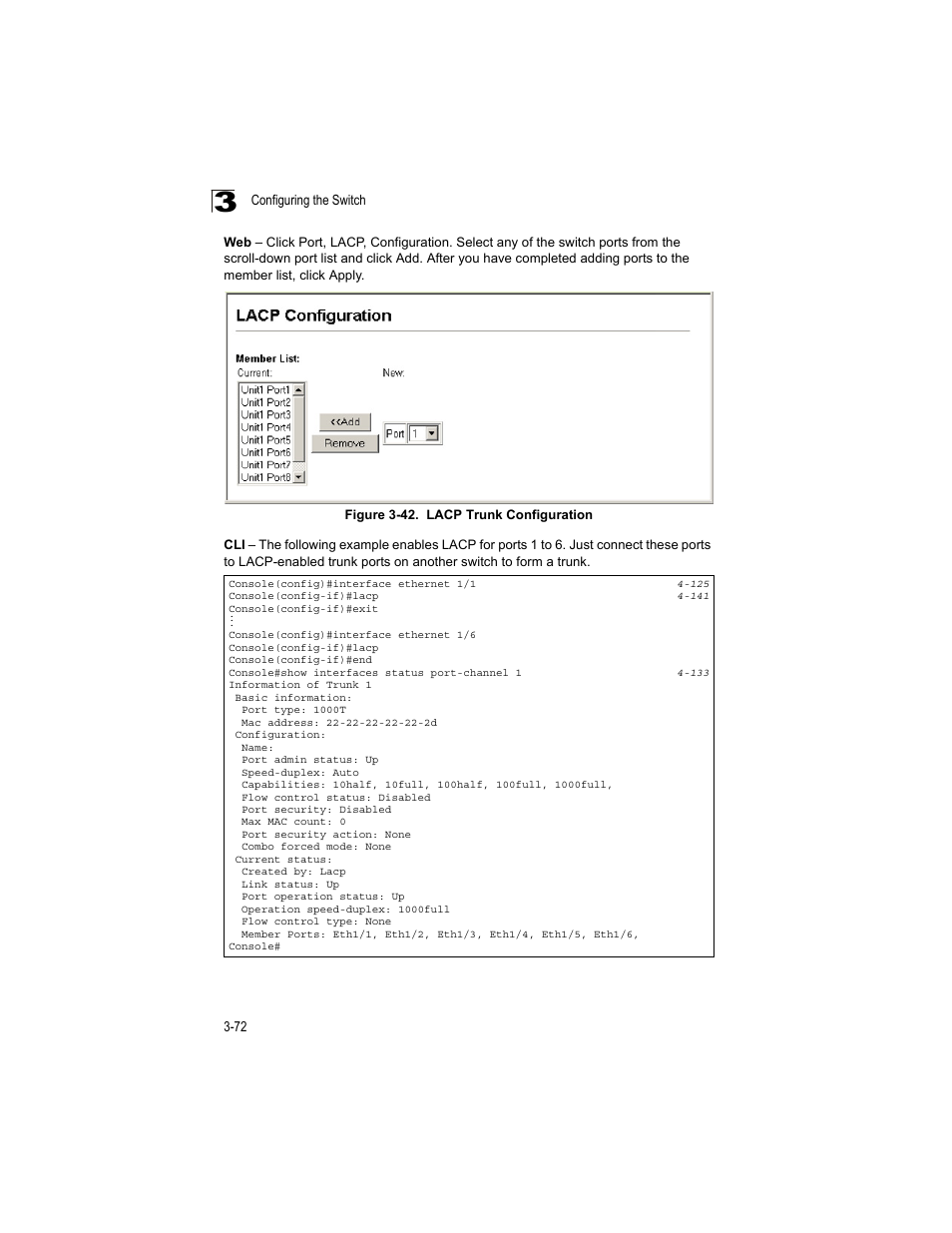 Figure 3-42, Lacp trunk configuration | Accton Technology ES4512C User Manual | Page 110 / 426