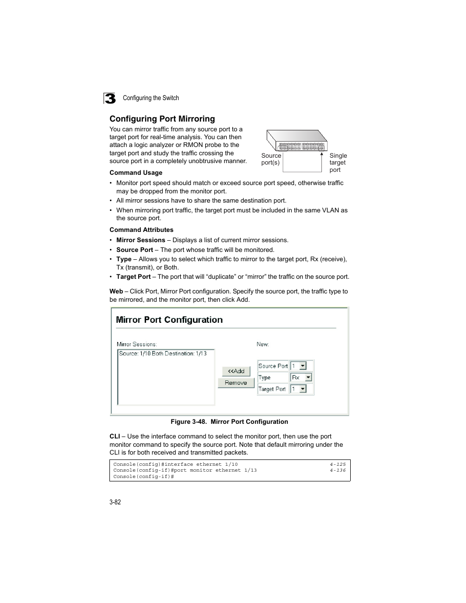 Configuring port mirroring, Figure 3-48, Mirror port configuration | Accton Technology ES4512C User Manual | Page 120 / 426