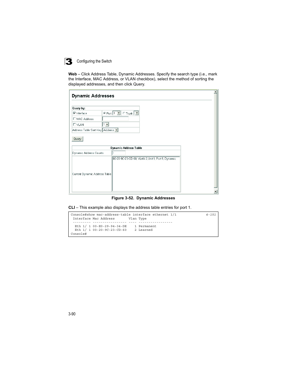 Figure 3-52, Dynamic addresses | Accton Technology ES4512C User Manual | Page 128 / 426