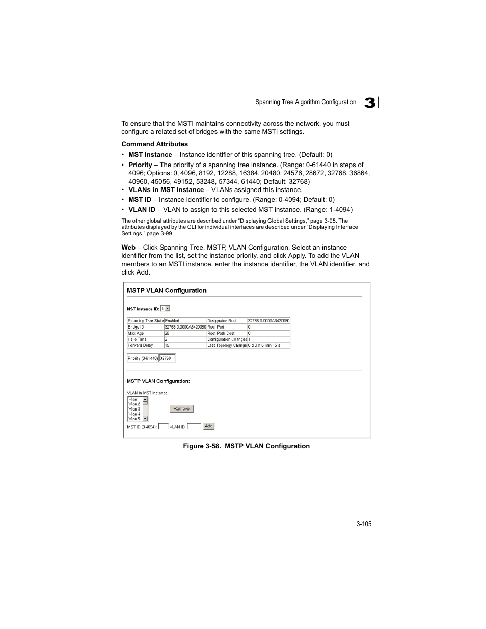 Figure 3-58, Mstp vlan configuration | Accton Technology ES4512C User Manual | Page 143 / 426