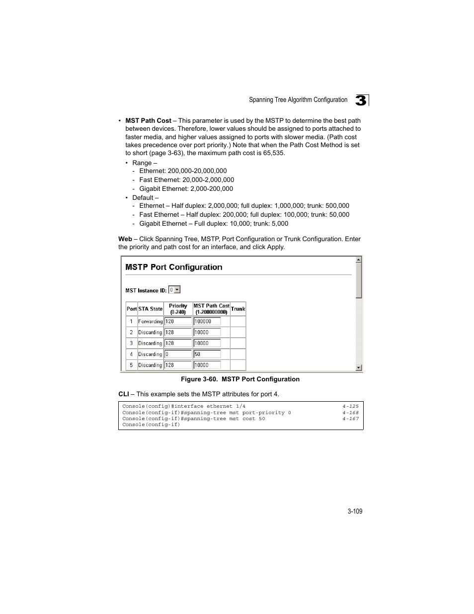 Figure 3-60, Mstp port configuration | Accton Technology ES4512C User Manual | Page 147 / 426