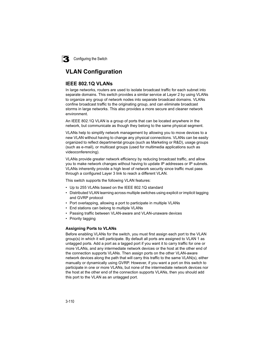 Vlan configuration, Ieee 802.1q vlans | Accton Technology ES4512C User Manual | Page 148 / 426