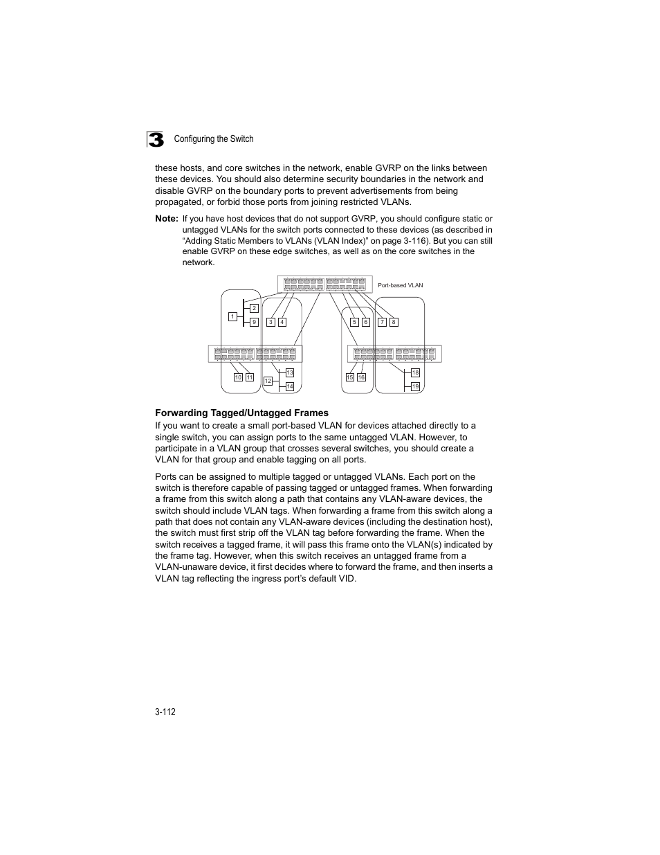 Configuring the switch 3-112, Forwarding tagged/untagged frames | Accton Technology ES4512C User Manual | Page 150 / 426