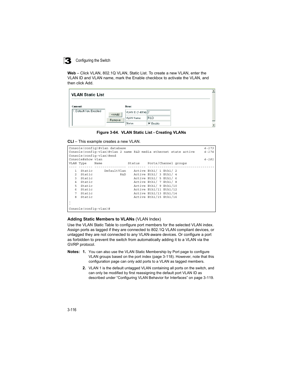 Adding static members to vlans (vlan index), Figure 3-64, Vlan static list - creating vlans | Accton Technology ES4512C User Manual | Page 154 / 426