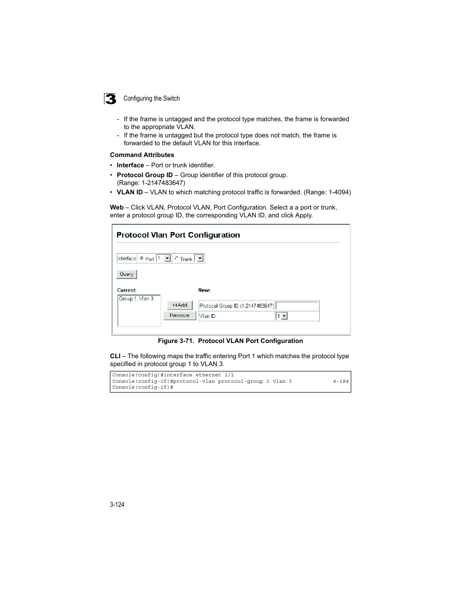 Figure 3-71, Protocol vlan port configuration | Accton Technology ES4512C User Manual | Page 162 / 426