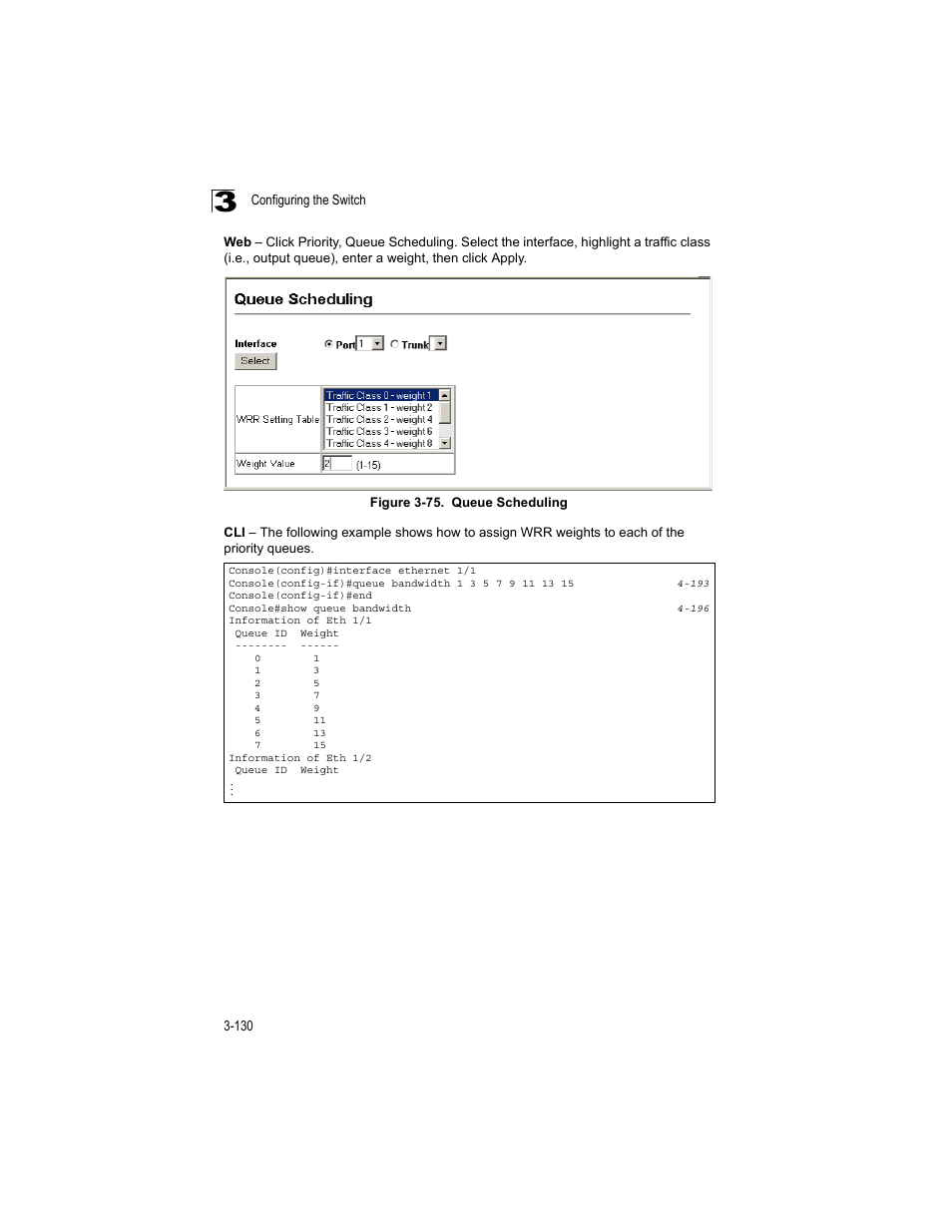 Figure 3-75, Queue scheduling | Accton Technology ES4512C User Manual | Page 168 / 426