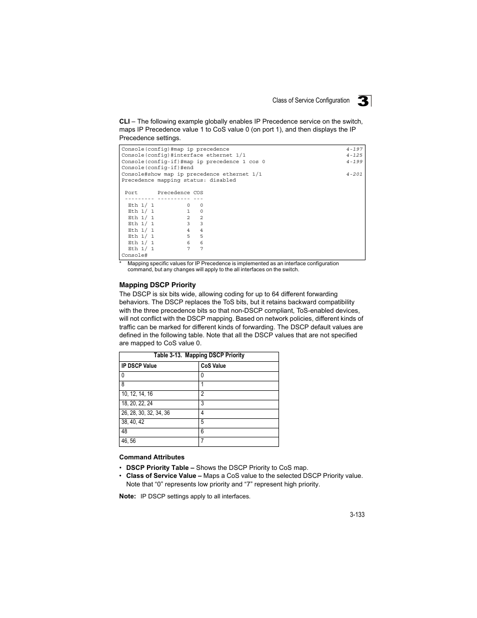 Mapping dscp priority, Table 3-13 | Accton Technology ES4512C User Manual | Page 171 / 426