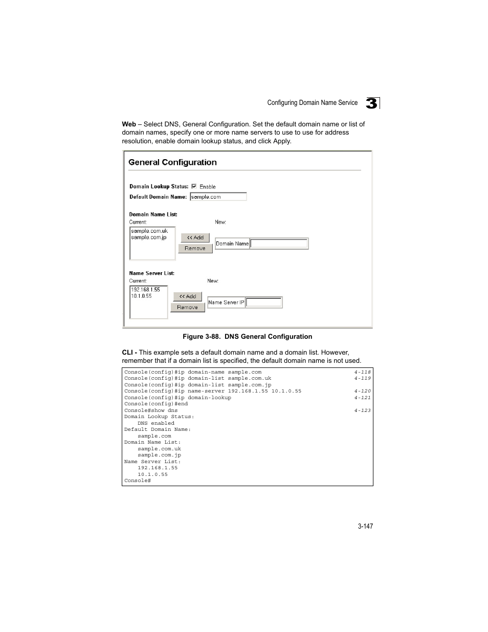 Figure 3-88, Dns general configuration | Accton Technology ES4512C User Manual | Page 185 / 426