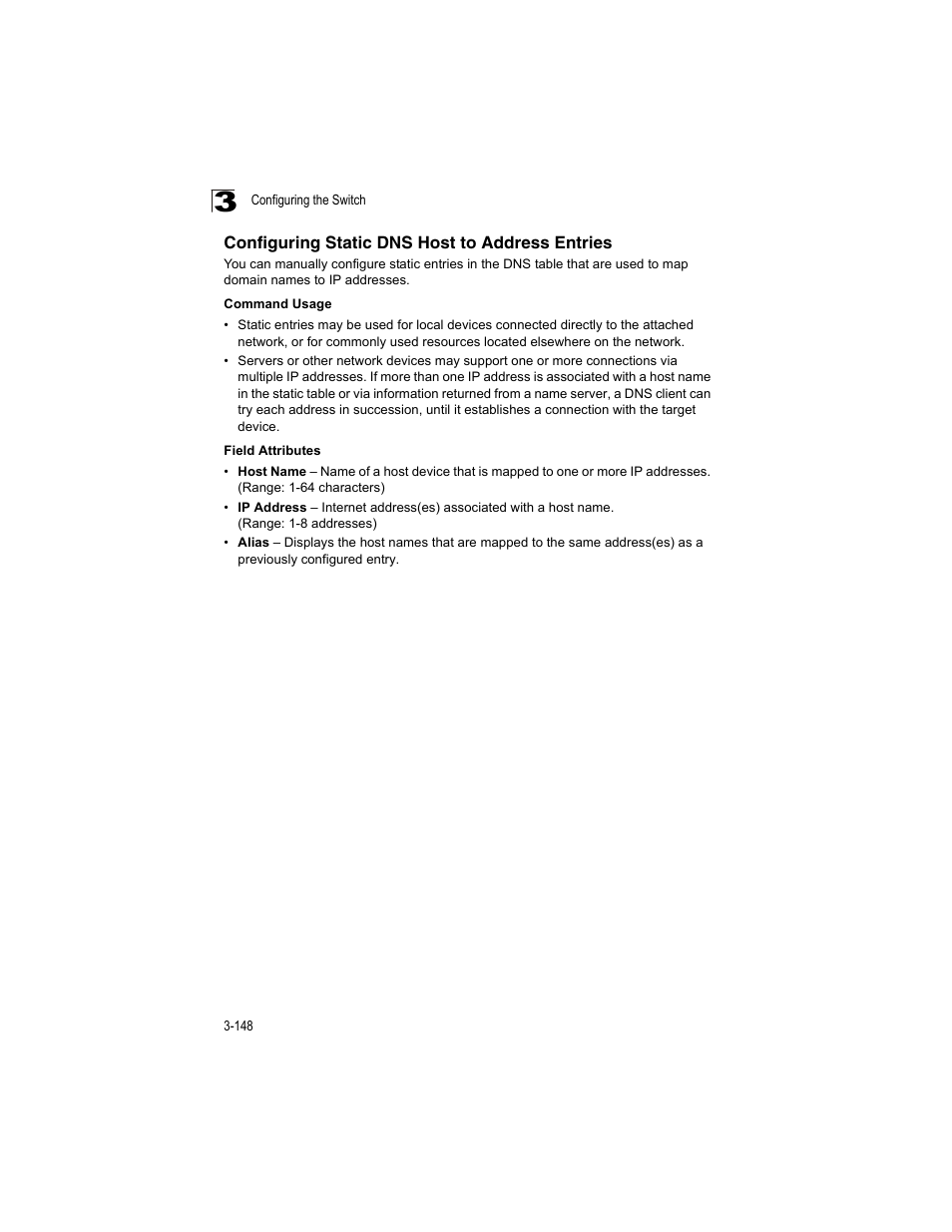 Configuring static dns host to address entries | Accton Technology ES4512C User Manual | Page 186 / 426