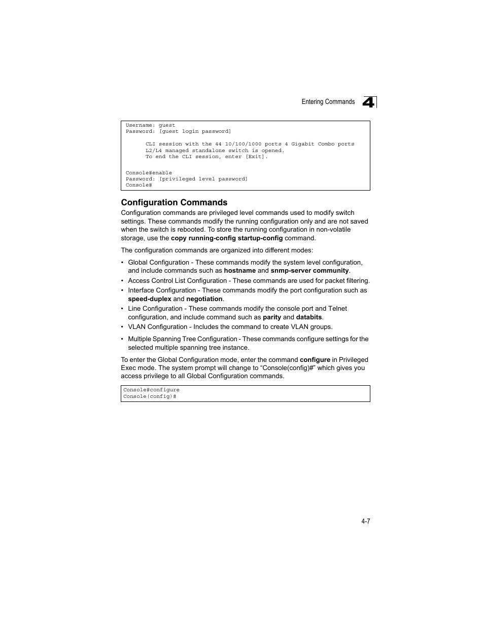Configuration commands | Accton Technology ES4512C User Manual | Page 197 / 426