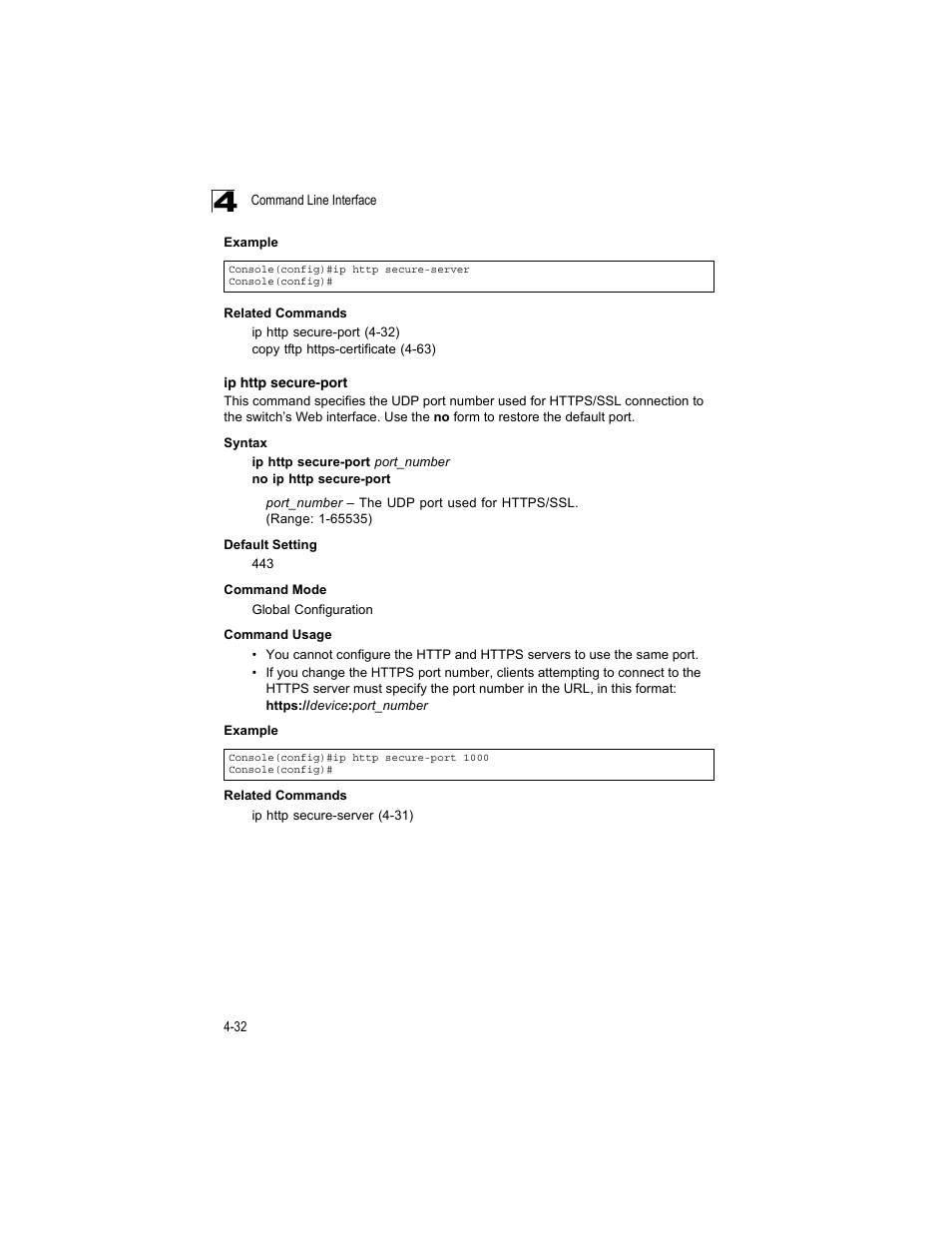 Ip http secure-port | Accton Technology ES4512C User Manual | Page 222 / 426