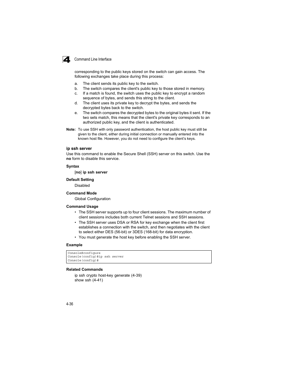 Ip ssh server | Accton Technology ES4512C User Manual | Page 226 / 426