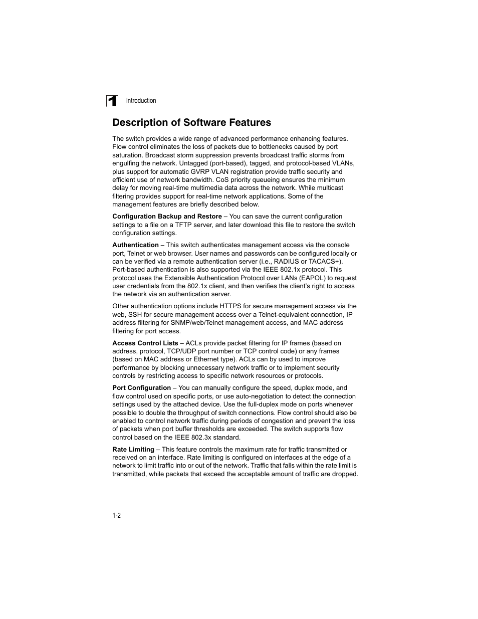 Description of software features | Accton Technology ES4512C User Manual | Page 24 / 426