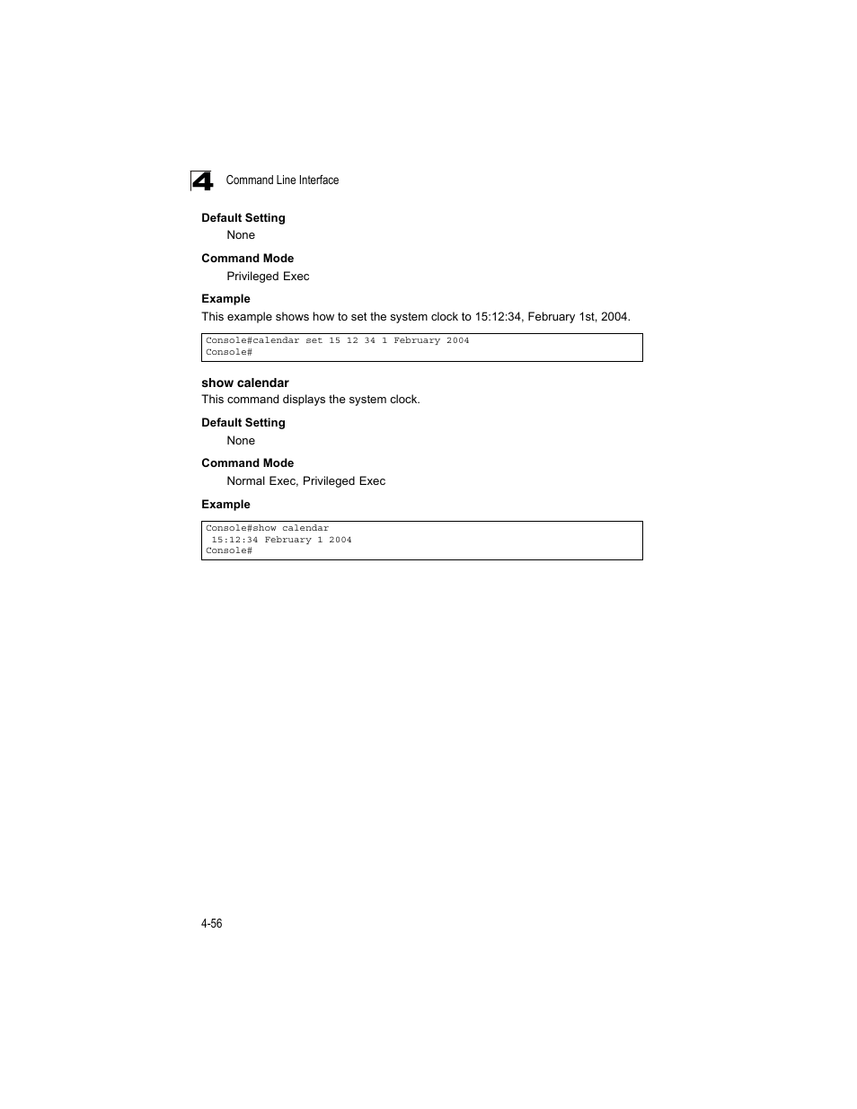 Show calendar | Accton Technology ES4512C User Manual | Page 246 / 426