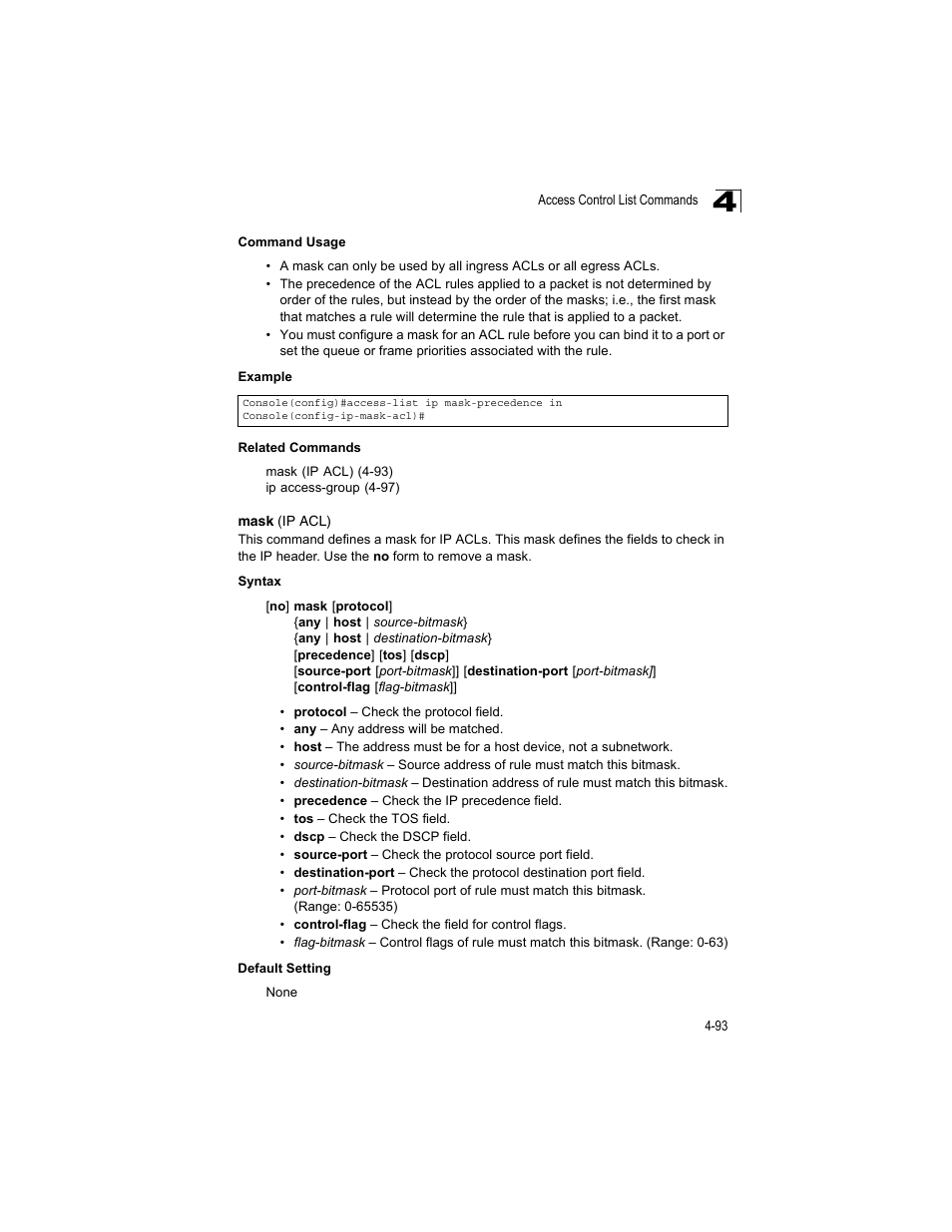Mask (ip acl) | Accton Technology ES4512C User Manual | Page 283 / 426