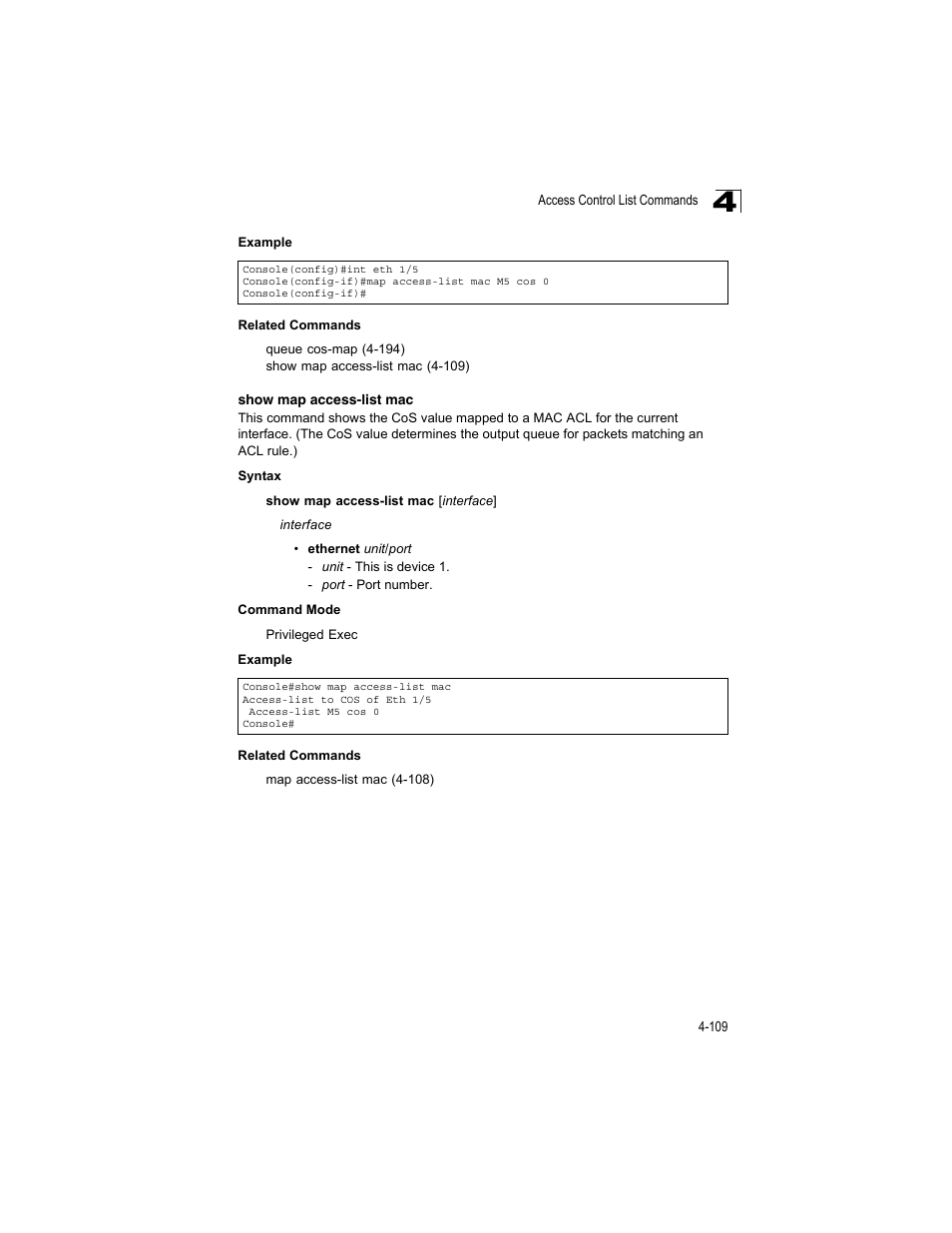Show map access-list mac | Accton Technology ES4512C User Manual | Page 299 / 426