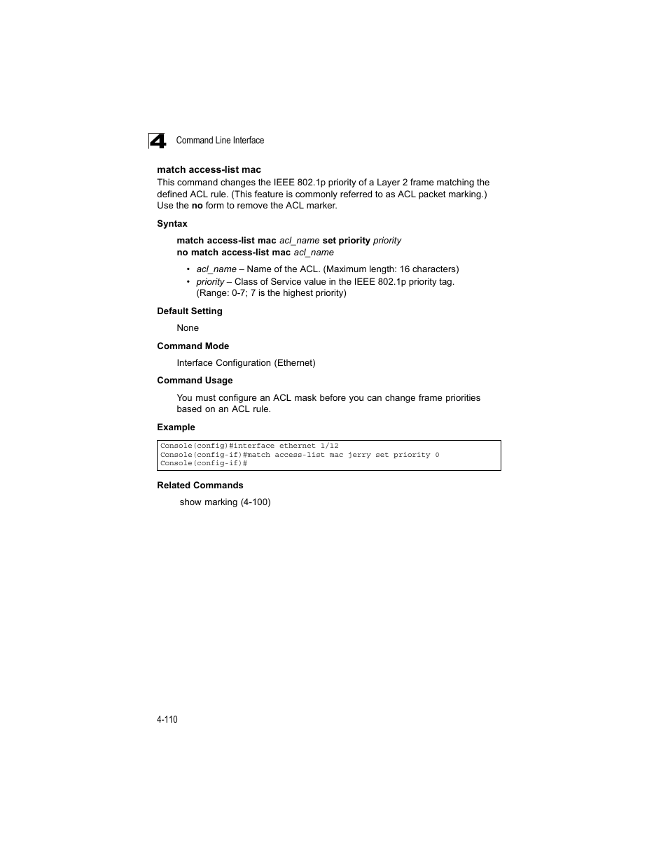 Match access-list mac | Accton Technology ES4512C User Manual | Page 300 / 426