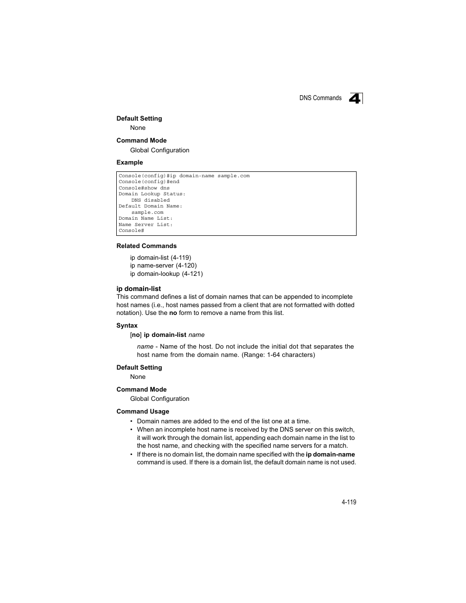 Ip domain-list | Accton Technology ES4512C User Manual | Page 309 / 426