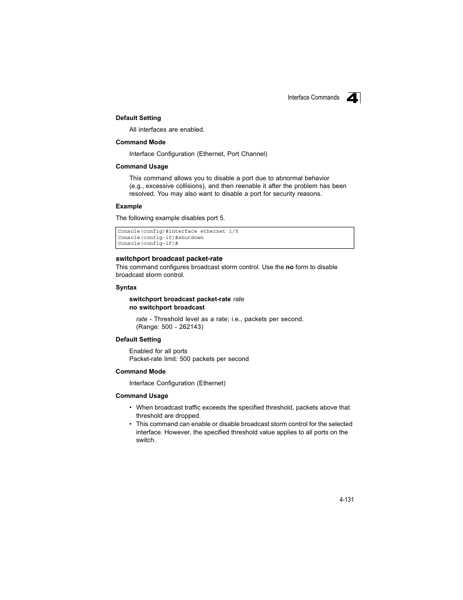 Switchport broadcast packet-rate | Accton Technology ES4512C User Manual | Page 321 / 426
