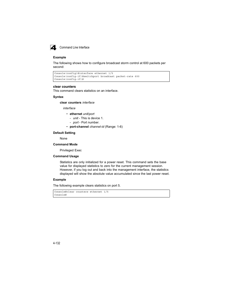 Clear counters | Accton Technology ES4512C User Manual | Page 322 / 426