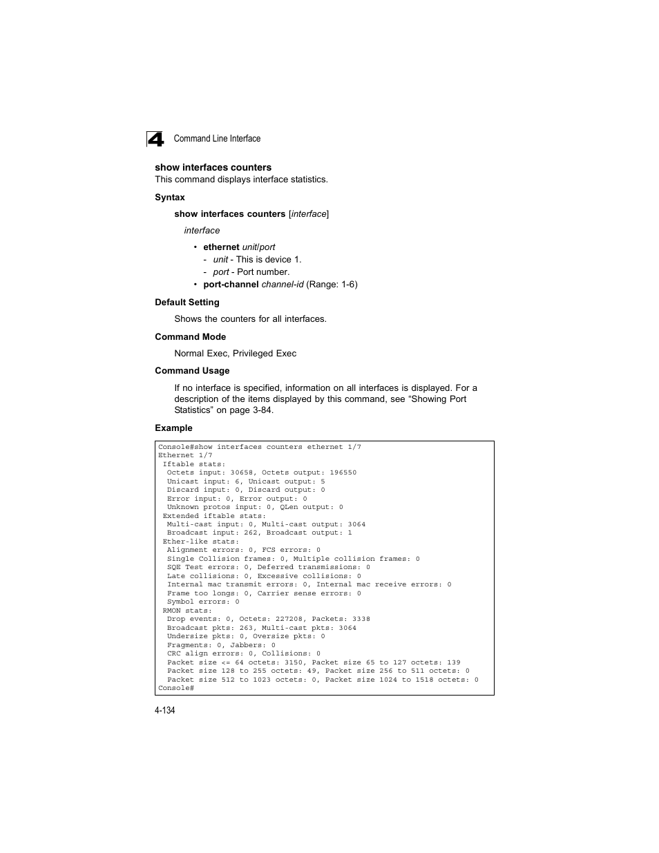 Show interfaces counters | Accton Technology ES4512C User Manual | Page 324 / 426
