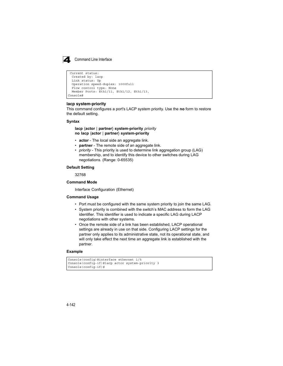 Lacp system-priority | Accton Technology ES4512C User Manual | Page 332 / 426