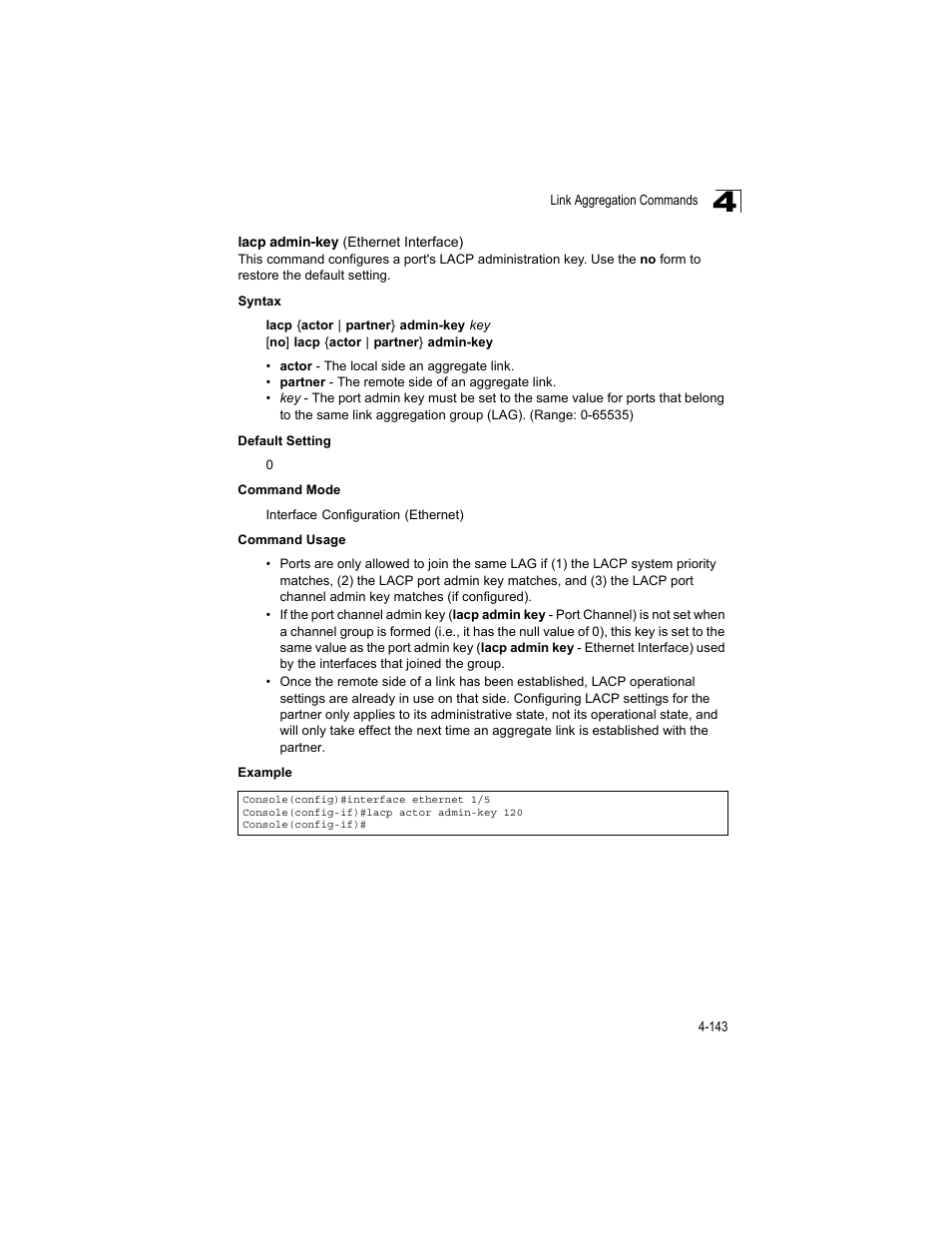 Lacp admin-key (ethernet interface) | Accton Technology ES4512C User Manual | Page 333 / 426