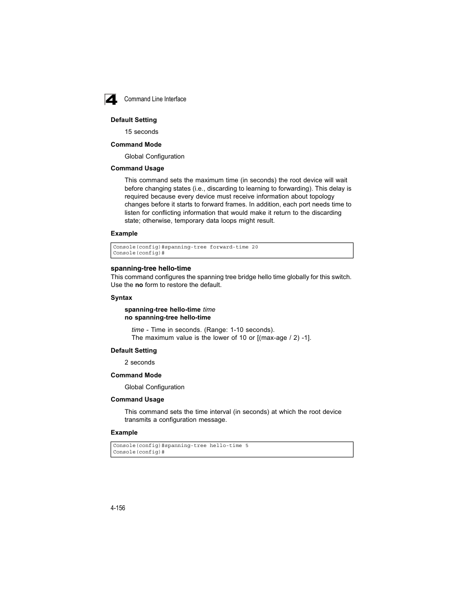 Spanning-tree hello-time | Accton Technology ES4512C User Manual | Page 346 / 426