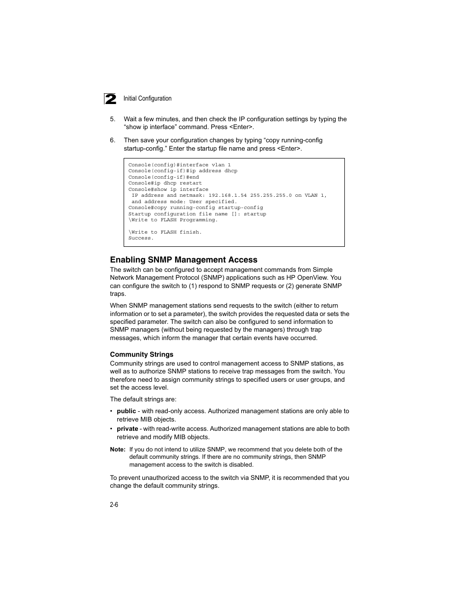 Enabling snmp management access, Community strings | Accton Technology ES4512C User Manual | Page 36 / 426