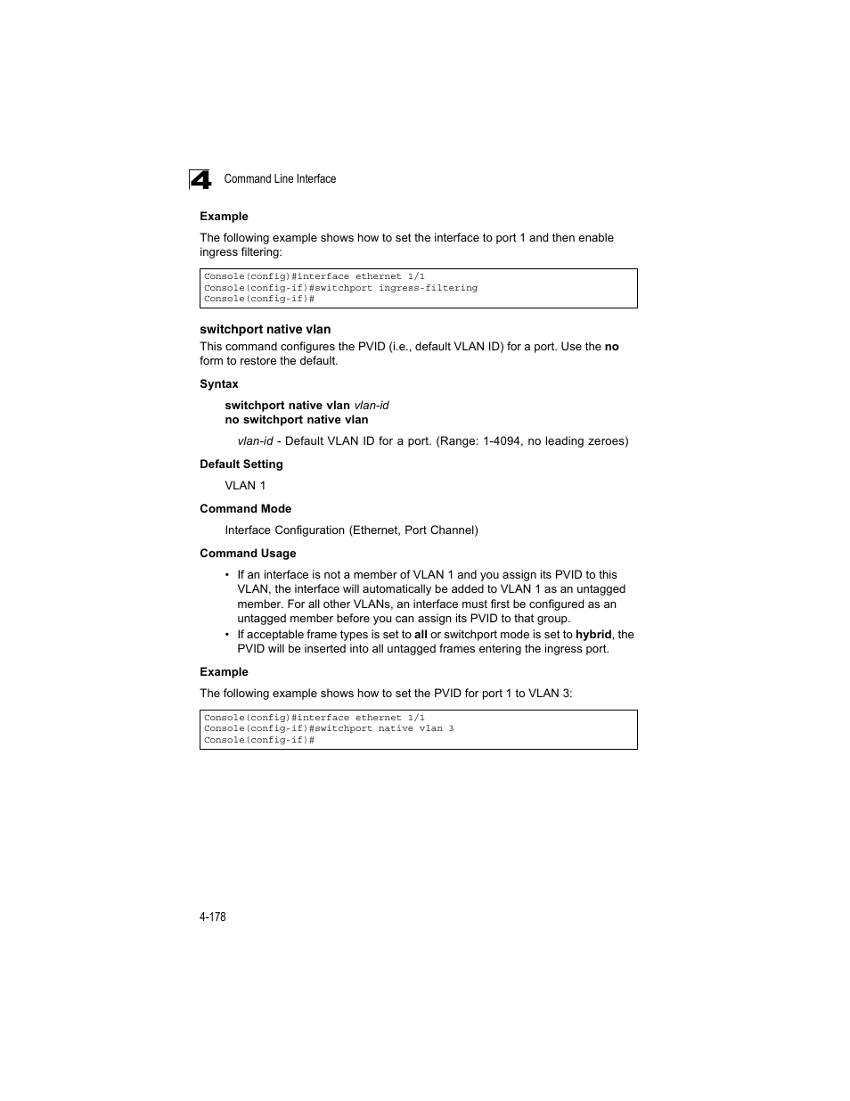 Switchport native vlan | Accton Technology ES4512C User Manual | Page 368 / 426
