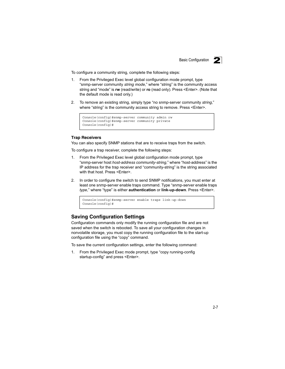 Saving configuration settings, Trap receivers | Accton Technology ES4512C User Manual | Page 37 / 426