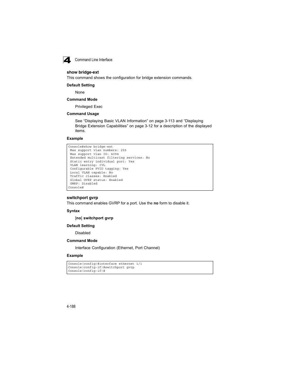 Show bridge-ext, Switchport gvrp | Accton Technology ES4512C User Manual | Page 378 / 426