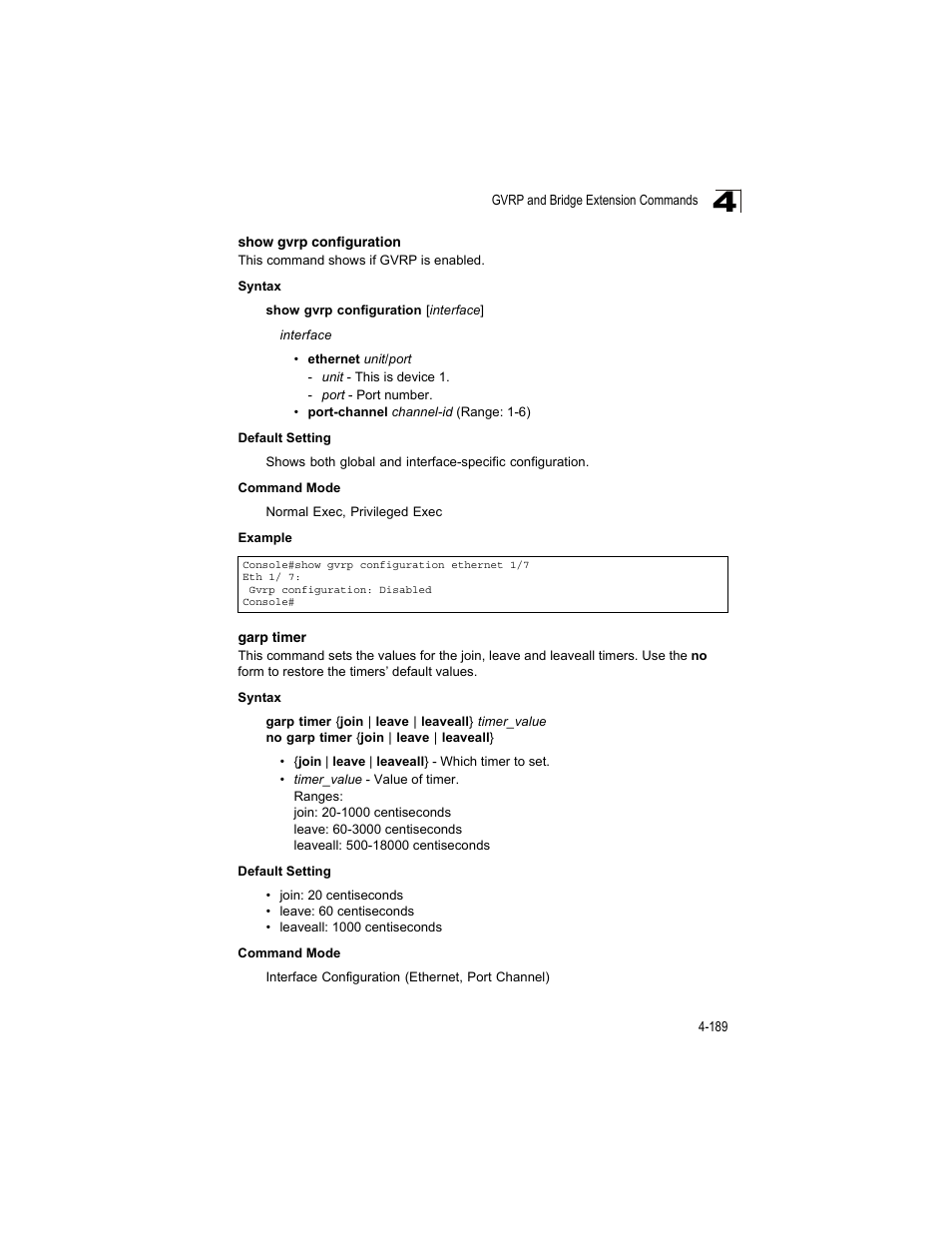 Show gvrp configuration, Garp timer | Accton Technology ES4512C User Manual | Page 379 / 426
