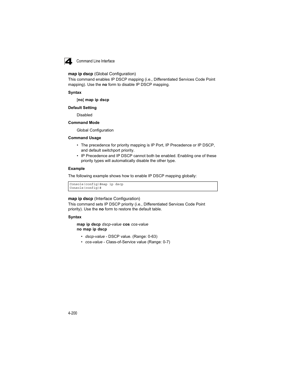 Map ip dscp (global configuration), Map ip dscp (interface configuration) | Accton Technology ES4512C User Manual | Page 390 / 426