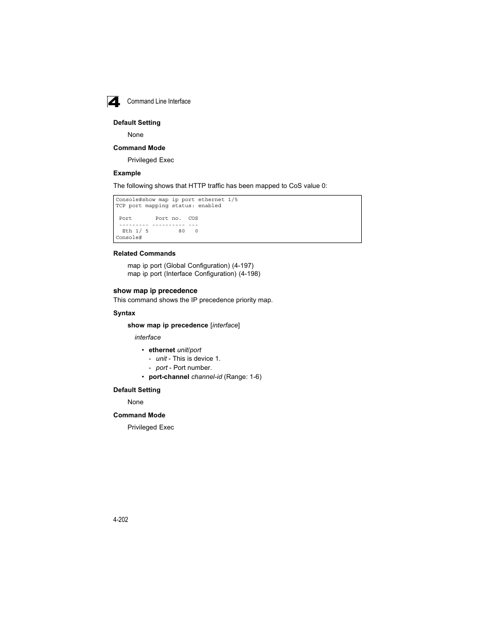 Show map ip precedence | Accton Technology ES4512C User Manual | Page 392 / 426