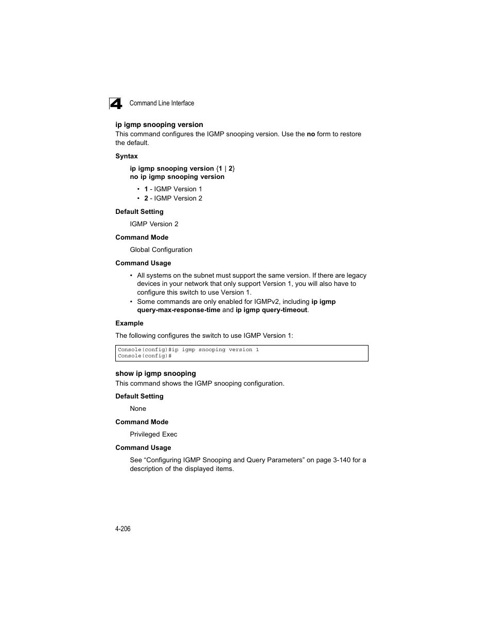 Ip igmp snooping version, Show ip igmp snooping | Accton Technology ES4512C User Manual | Page 396 / 426