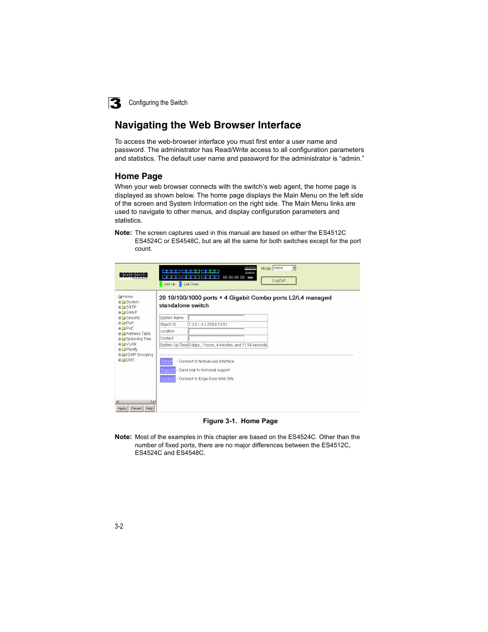 Navigating the web browser interface, Figure 3-1 | Accton Technology ES4512C User Manual | Page 40 / 426