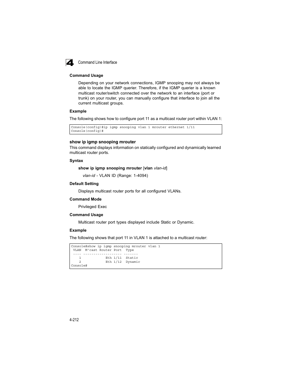 Show ip igmp snooping mrouter | Accton Technology ES4512C User Manual | Page 402 / 426