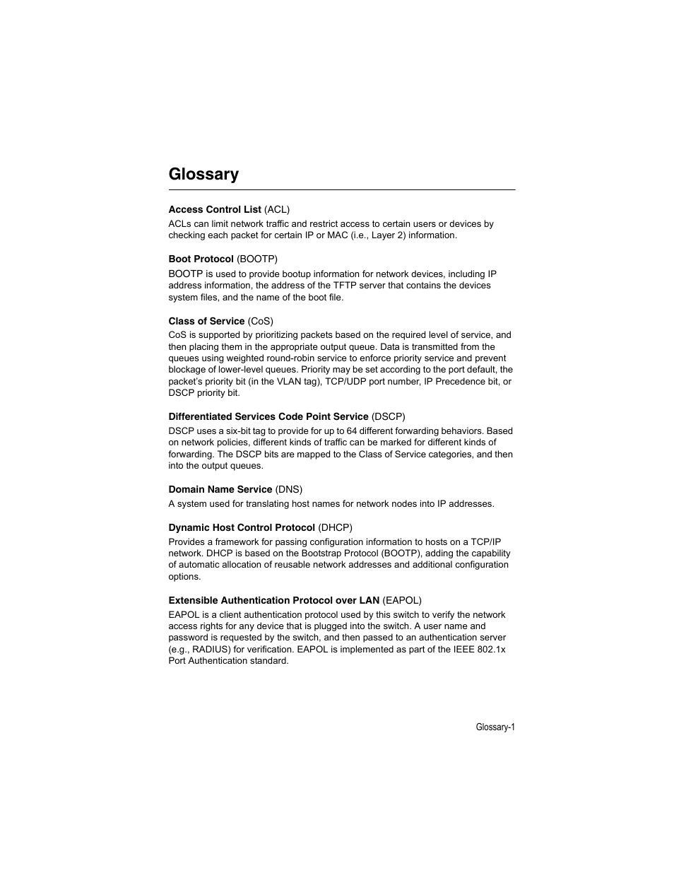 Glossary | Accton Technology ES4512C User Manual | Page 415 / 426