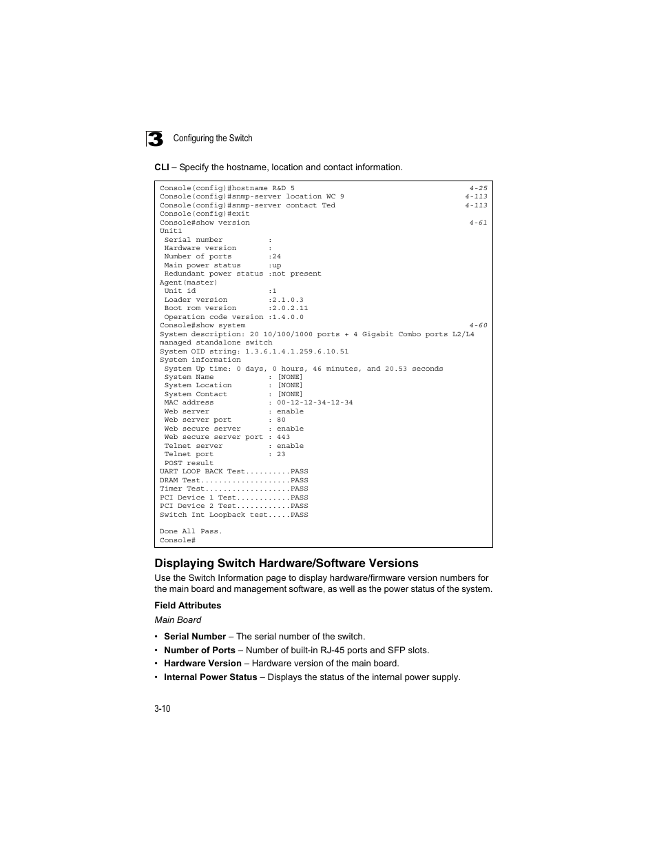 Displaying switch hardware/software versions | Accton Technology ES4512C User Manual | Page 48 / 426