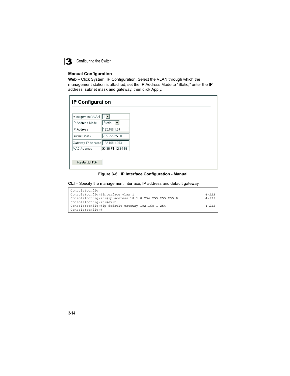 Manual configuration, Figure 3-6, Ip interface configuration - manual | Accton Technology ES4512C User Manual | Page 52 / 426