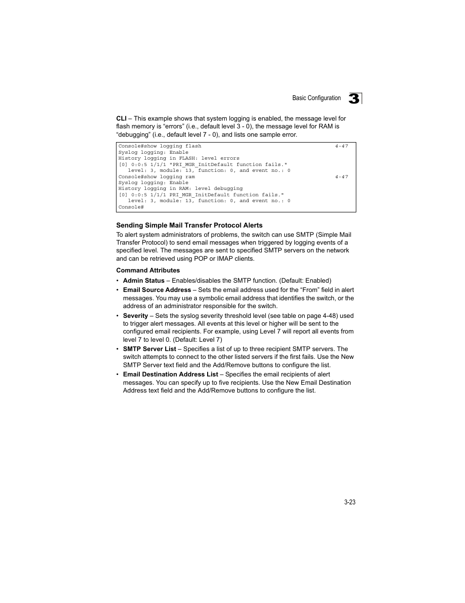 Sending simple mail transfer protocol alerts | Accton Technology ES4512C User Manual | Page 61 / 426
