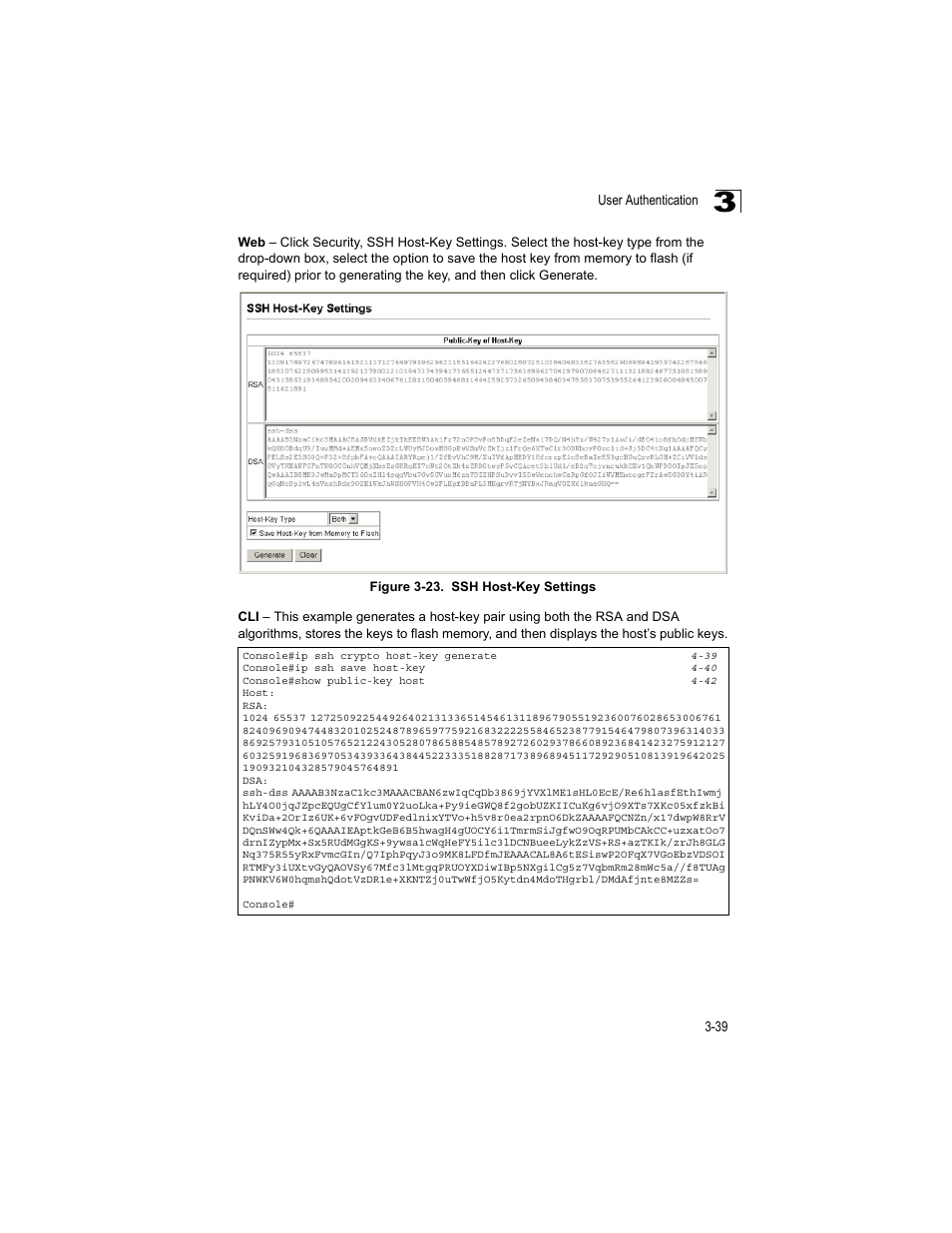 Figure 3-23, Ssh host-key settings | Accton Technology ES4512C User Manual | Page 77 / 426