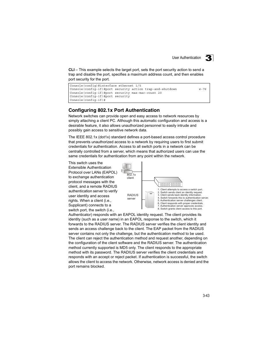 Configuring 802.1x port authentication | Accton Technology ES4512C User Manual | Page 81 / 426
