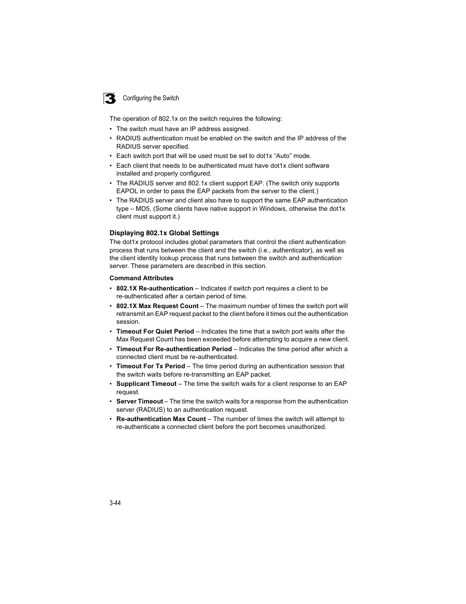 Displaying 802.1x global settings | Accton Technology ES4512C User Manual | Page 82 / 426