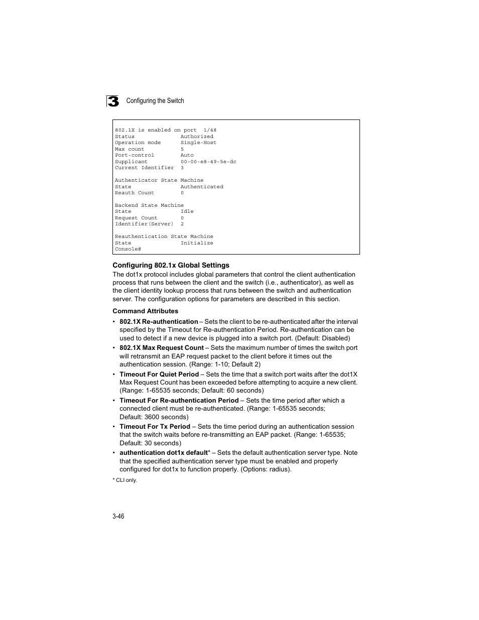 Configuring 802.1x global settings | Accton Technology ES4512C User Manual | Page 84 / 426